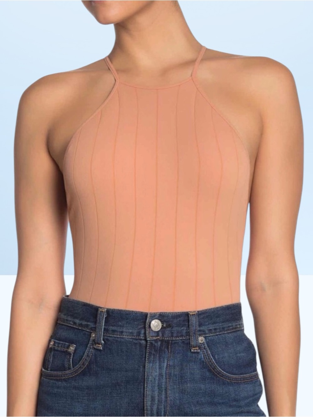 FREE PEOPLE Intimately Nude Bridget Halter Cross Back Bodysuit - Size M/L